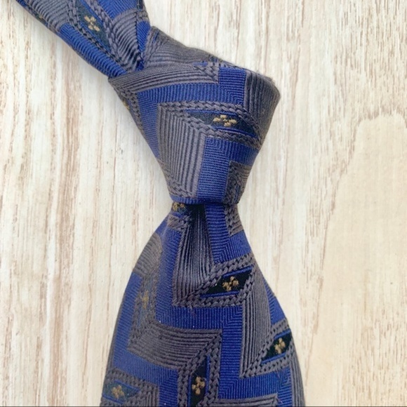 Zinc Blue & Taupe Gorgeous Woven Silk Tie - Picture 5 of 8